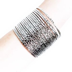 Bundle! Two Silver Tone Hammered Cuff Bracelets